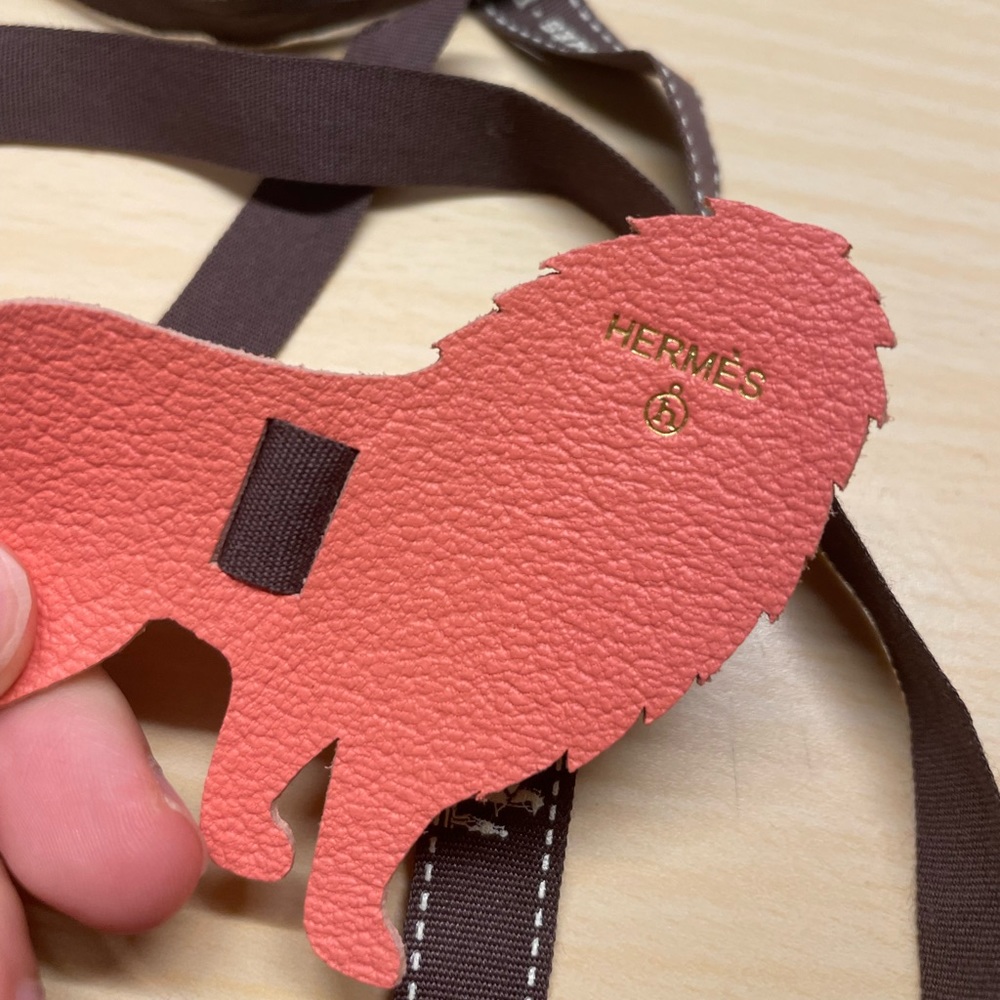 Hermès petit h lion leather charm